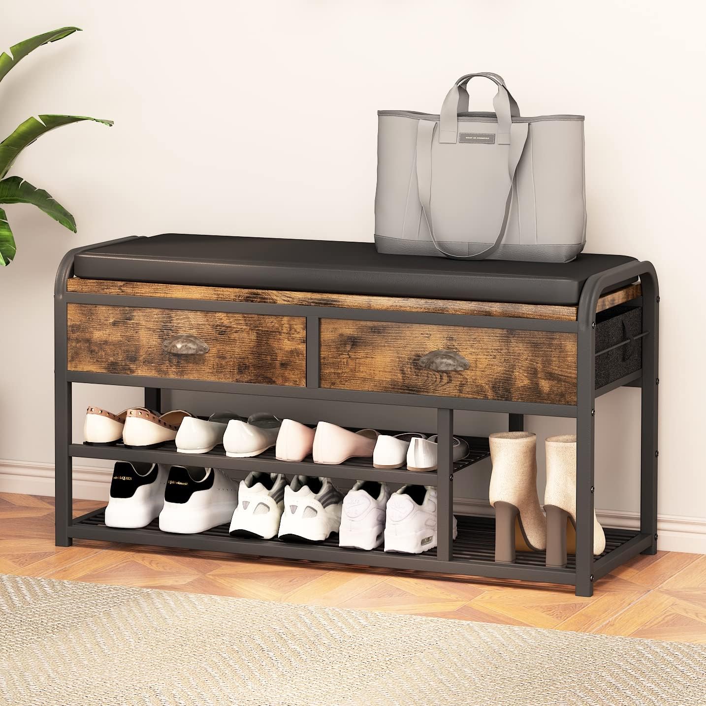 Shoe Bench, 3 Tier Entryway Bench, Shoe Storage Bench