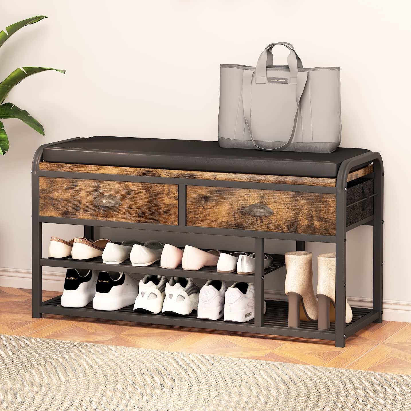 Shoe Bench, 3 Tier Entryway Bench, Shoe Storage Bench