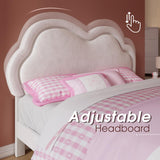 LED Bed Frame Full Size Velvet Upholstered Platform Bed with Adjustable Cloud Headboard,