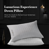 Feather Down Pillow 100% Cotton Standard Size Pillows Set of 2 Pack Home