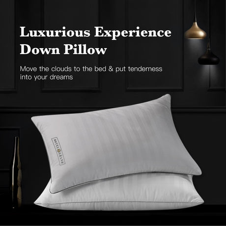 Feather Down Pillow 100% Cotton Standard Size Pillows Set of 2 Pack Home