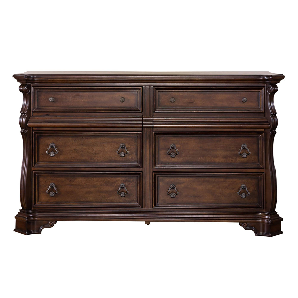 Industries Arbor Place 8 Drawer Double Dresser, 68" x 19" x 40", Brownstone Finish