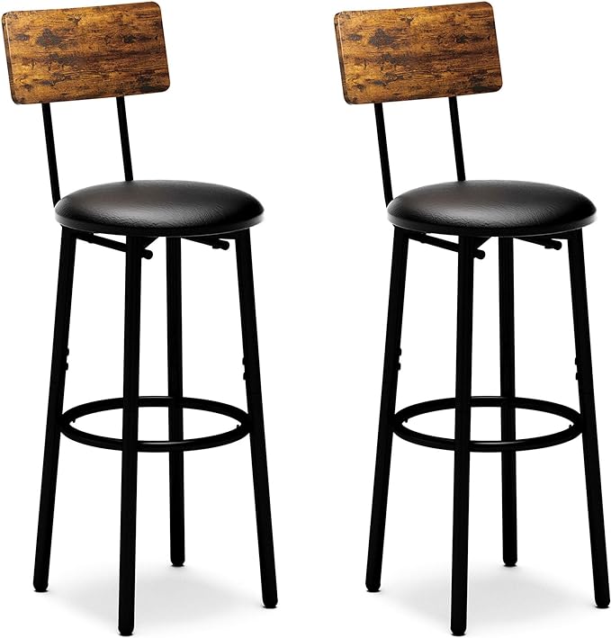 Bar Stools with Back, High Kitchen Barstools with Back, Counter Stools Bar Chairs