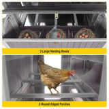 122''Chicken Coop with Nest Box - Poultry Cage with Removable Tray, Wooden Chicken