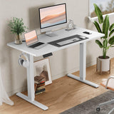 SMUG Standing Desk, Adjustable Height Electric Sit Stand Up Down Computer Table, 40x24 Inch Ergonomic Rising Desks for Work Office Home, Modern Lift Motorized Gaming Desktop Workstation, White