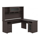 Cabot L Shaped Computer Desk with Hutch and Storage, 72W, Heather Gray