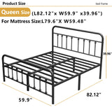 Queen Metal Bed Frame with Headboard - 14 Inch Heavy Duty Platform