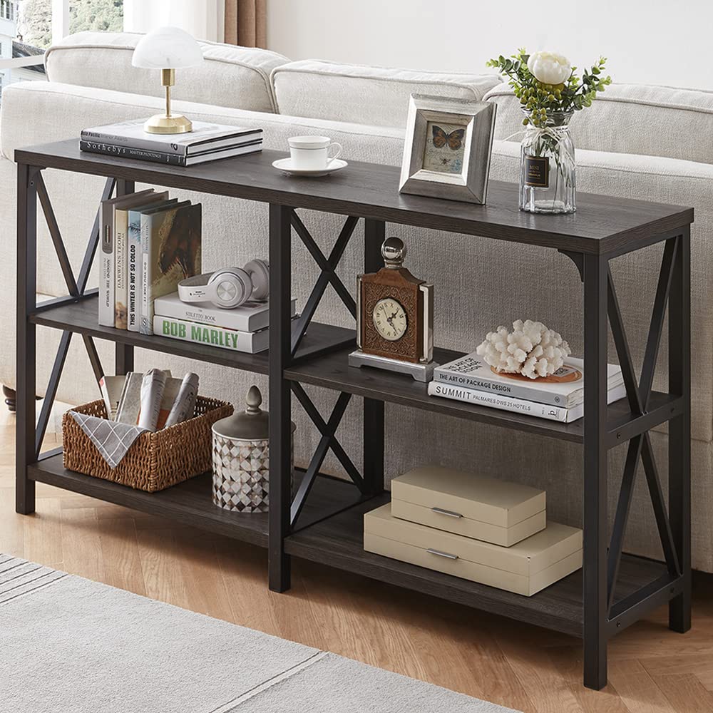 Industrial Console Table, Rustic Wood and Metal Sofa Table, Hallway Entry Table