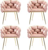 Velvet Dining Chairs, Modern Accent Chair with Golden Mental Legs, Upholstered Hand