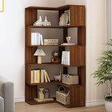 6-Tier L-Shaped Corner Bookshelf - 66" Tall Wooden Freestanding Bookcase with Open