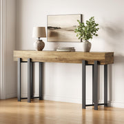 63-Inch Industrial Console Table - Rustic Brown Entryway Table