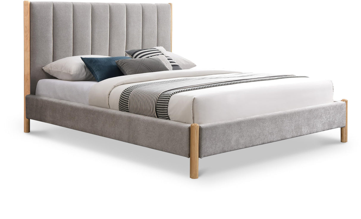 KonaGrey-K Kona Collection Mid-Century Modern Upholstered King Bed