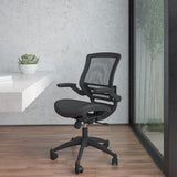 Warfield Mid-Back Transparent Black Mesh Executive Swivel Office Chair with Black Frame