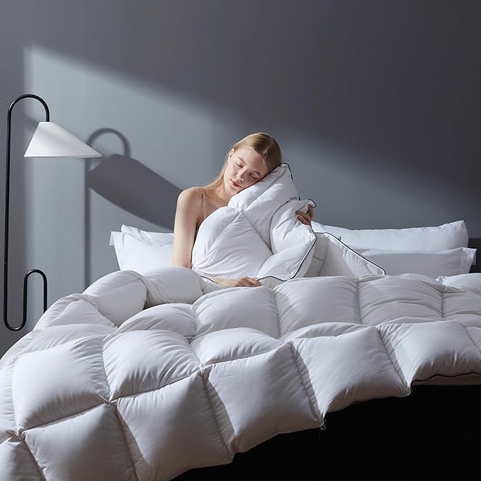 Goose Feather Down Comforter King Size - 750 Fill Power Duvet Insert