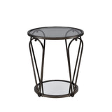 Pacific Luxury Glam Open-Shelf Glass Top 2-Piece Coffee and End Table Set