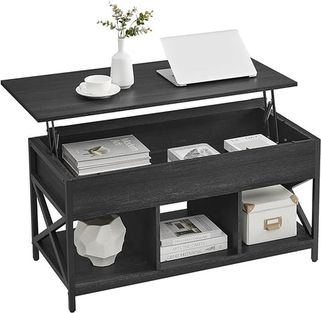 Lift Top Coffee Table, Coffee Table with Storage Shelf, Hidden Compartments and Lifting