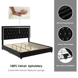 Full Size Bed Frame with 4 Storage Drawers and Adjustable Headboard, Modern