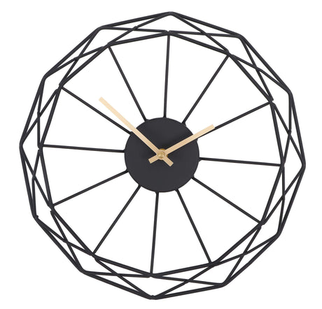 Modern Abstract Artsy 14 inches Black Iron Frame Gold Minute Hour Hand Wall Clock