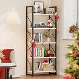 5-Tier Bookshelf, Freestanding Book Shelf, Industrial Minimalist Open Display Storage