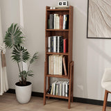 5 Tier Open Slanted Bookshelf Bamboo Bookcase with Legs and Top Edge Display Self