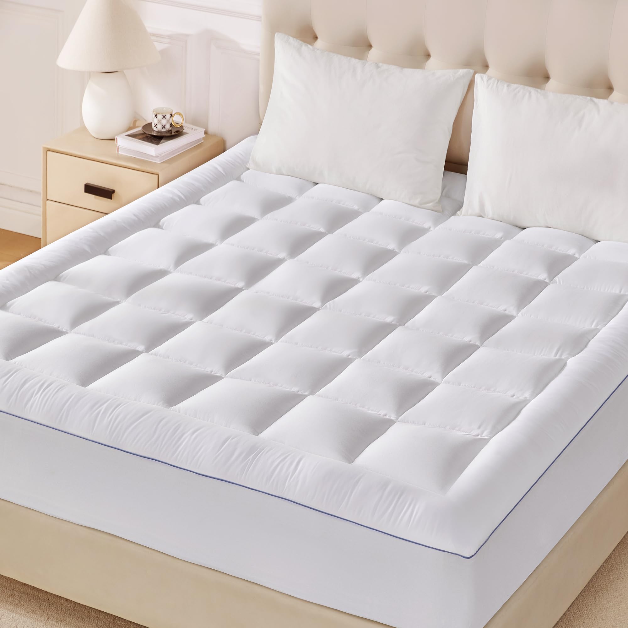 Twin Size Mattress Pad, Thick Pillow Top Mattress Topper Twin with 8-21" Deep Pocket