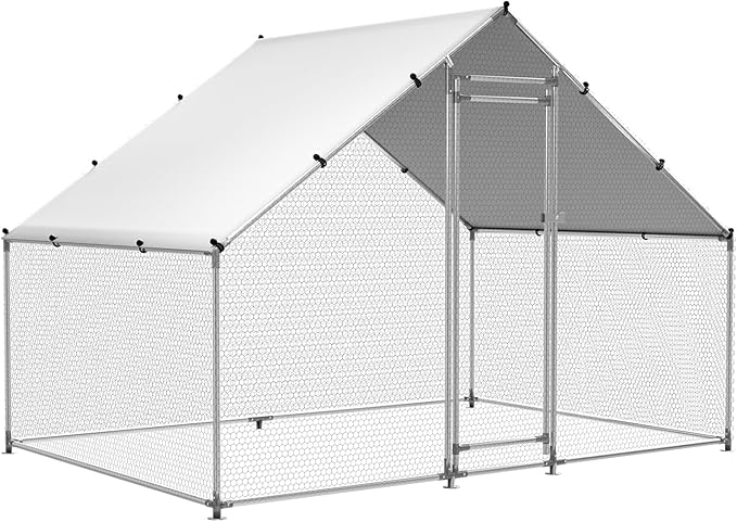 SkyRoost Steel Chicken Coop – Outdoor Metal Run with UV Cover