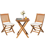 3 Piece Patio Folding Furniture Bistro Set with 2 Chairs