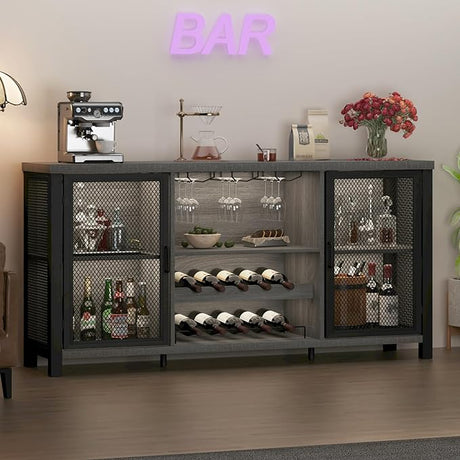 Liquor Bar Cabinet, Industrial Wine Bar Cabinet