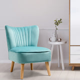 Armless Accent Chair, Velvet Modern Chair with Rubber Wood Legs and Thick Sponge Seat