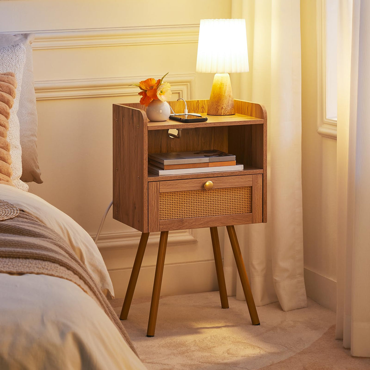 Nightstand with Charging Station and Nightstand with Charging Station Bundle