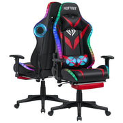 Gaming Chair with Bluetooth Speakers, LED Lights & Massage - Reclining with Footrest