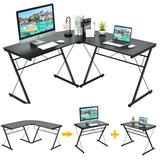 Toolsempire L-Shaped Gaming Desk, 59" Home Office Desk Computer Table Writing Table, Study Table Laptop Desk Writing Workstation Corner Desks for Home Office (Black)