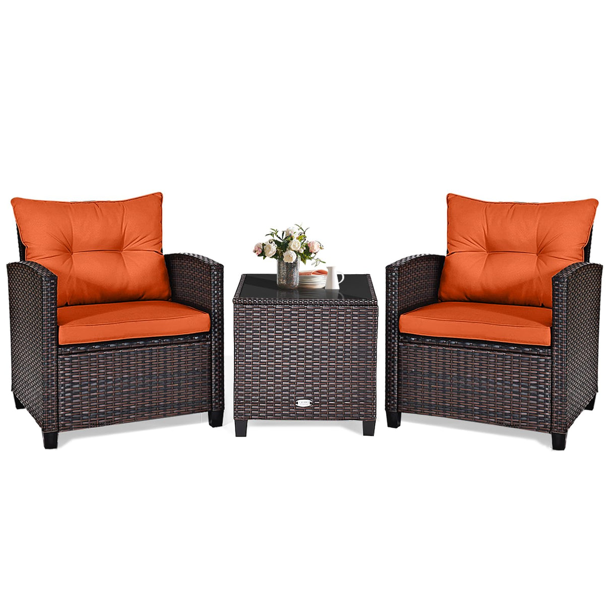 3 Piece Patio Furniture Set, Outdoor Conversation Set with Washable Cushions