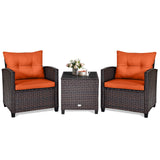 3 Piece Patio Furniture Set, Outdoor Conversation Set with Washable Cushions