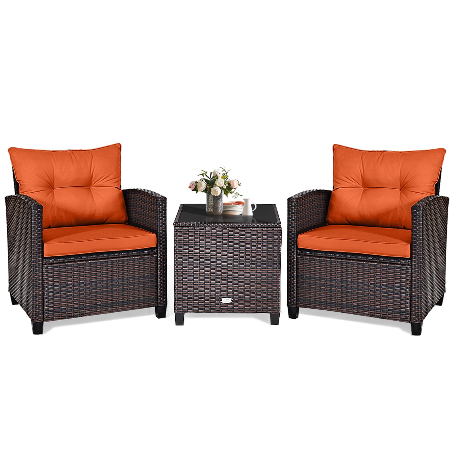 3 Piece Patio Furniture Set, Outdoor Conversation Set with Washable Cushions