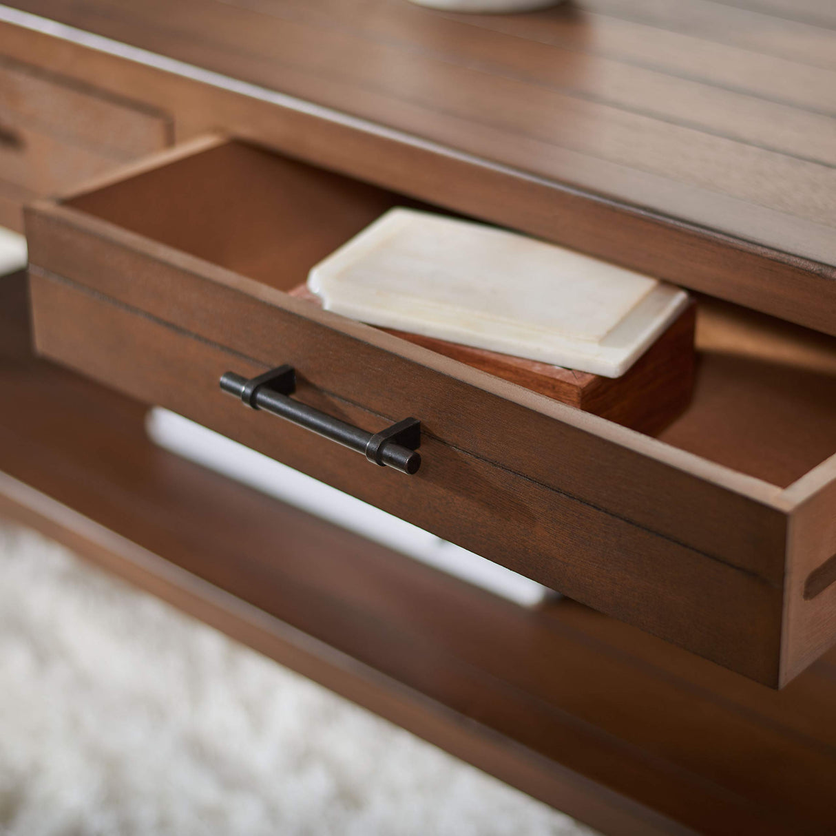 Collection Filbert Brown 2-Drawer Bottom Shelf Coffee Table COF5703C