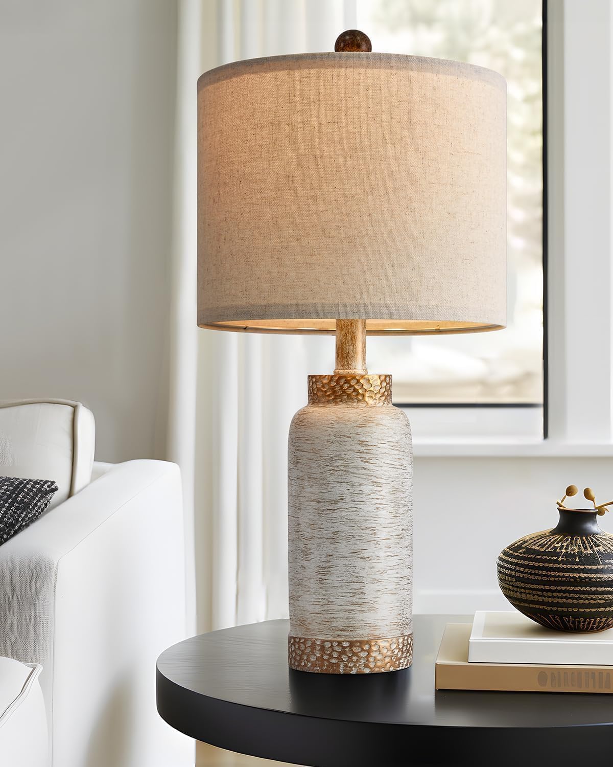 Table Lamp for Bedroom Living Room 20.25" Farmhouse Rustic Vintage Small Lamps