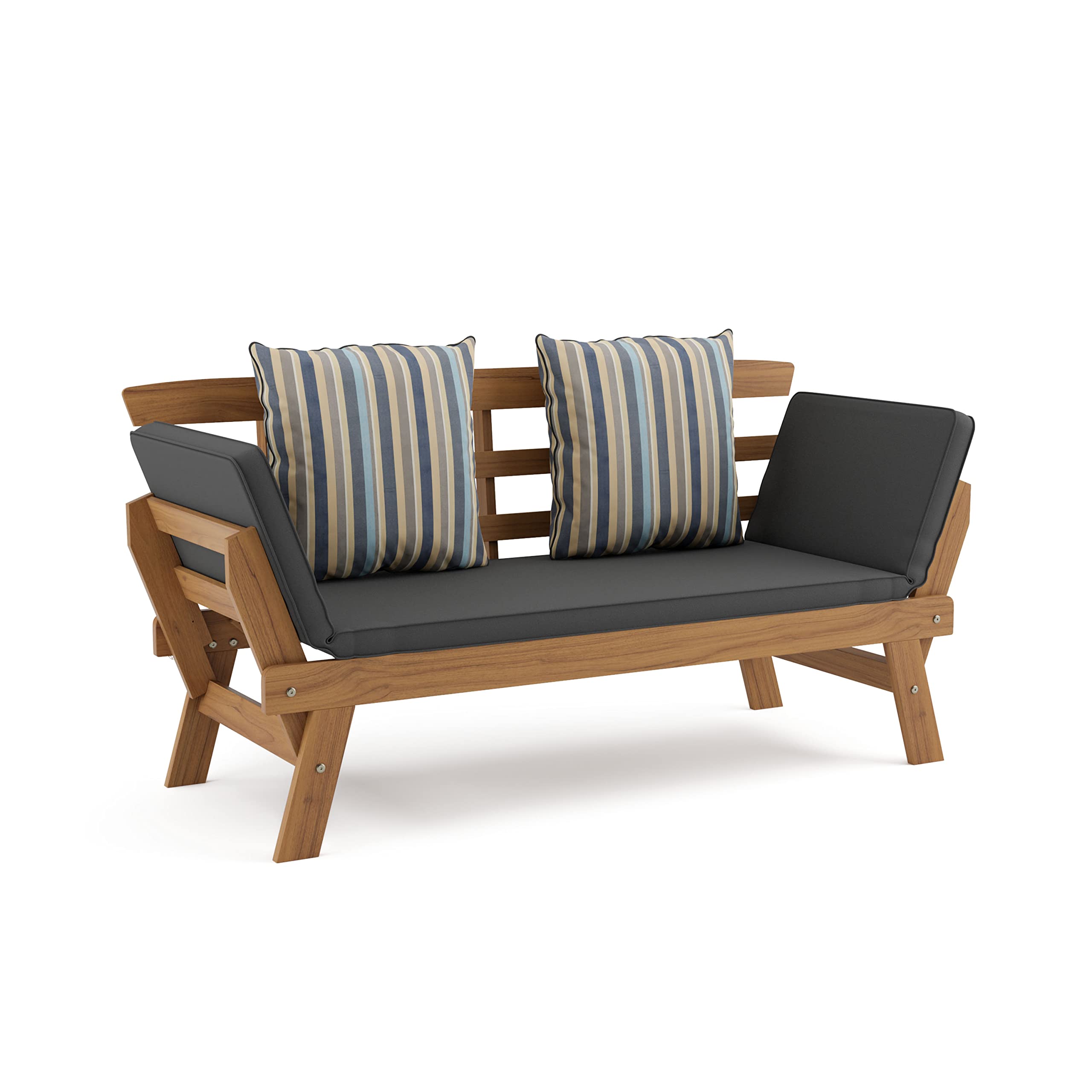Velden Certified Acacia Natural Finish Wood Sofa Narrow Daybed Small Loveseat Patio Sofa