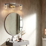 Brushed Nickel Vanity Lights, 3-Light Bathroom Light Fixtures, Crystal LED Bathroom