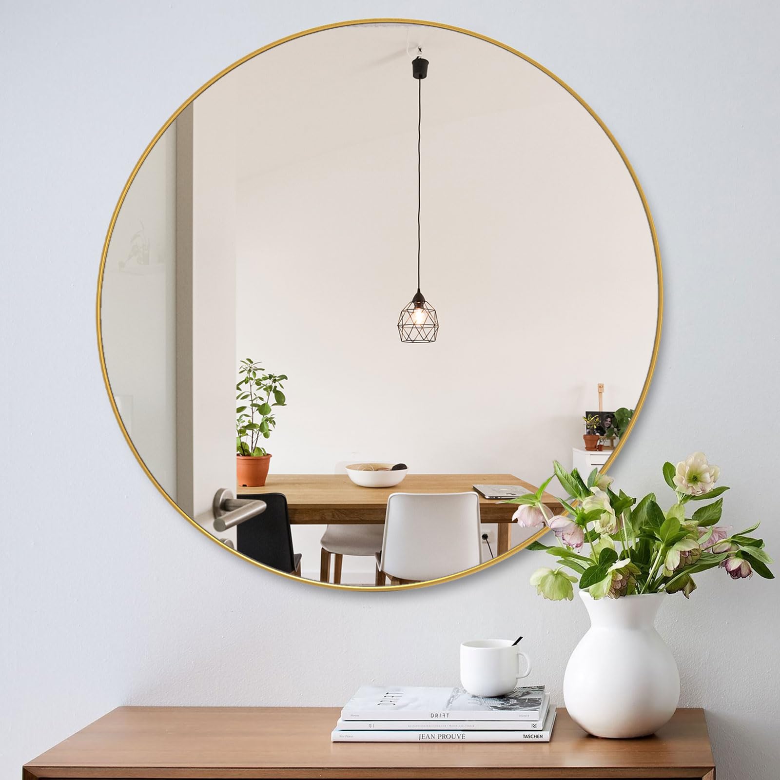 Mirror Brushed Gold Mirror for Wall Large Circle Mirror