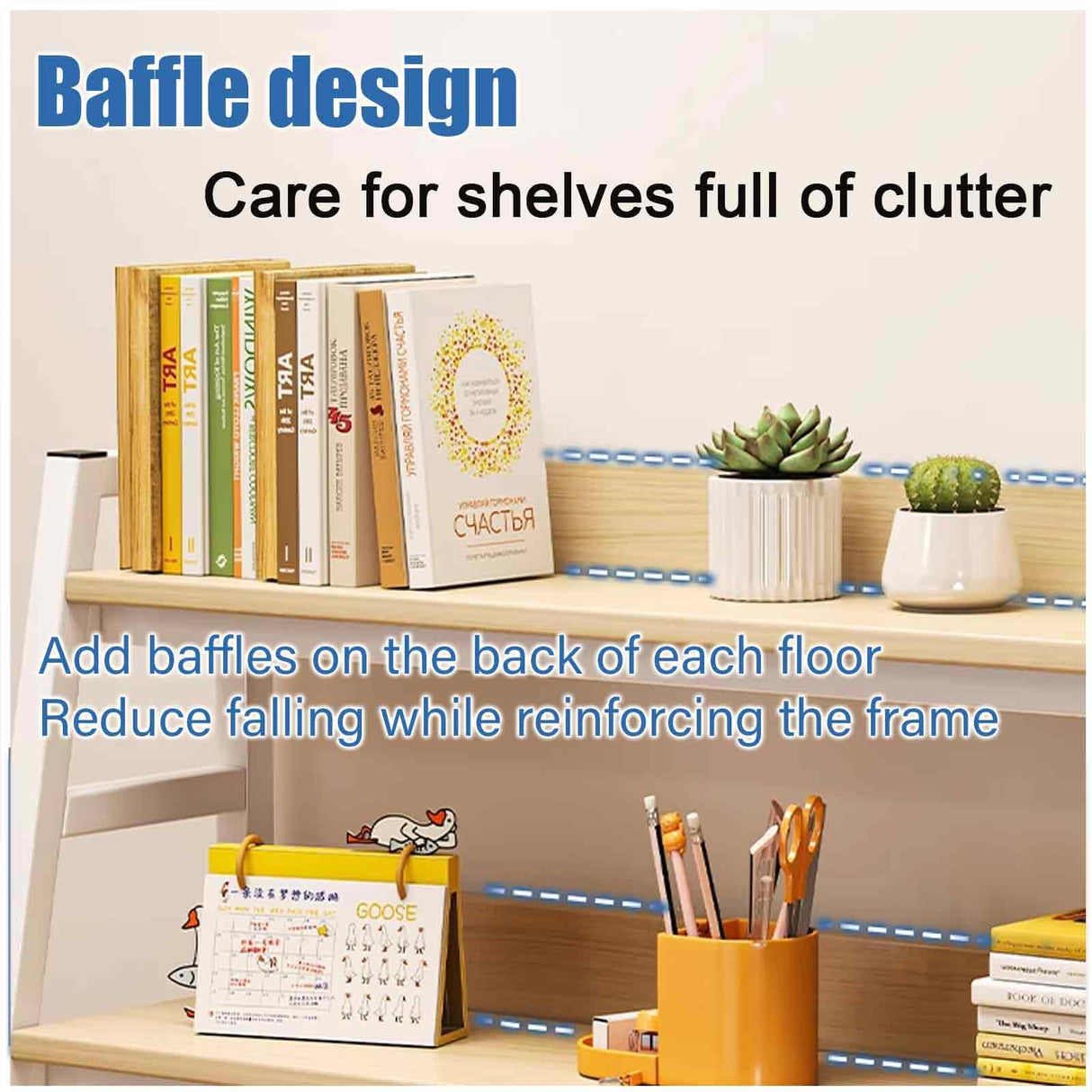 JXCAA Wall Ladder White Small Computer Desk Tall Bookcase Bookshelf Storage, Desktop Bookshelf Organizer, Thickened Steel Frame, with Installation Tools, 3 Layers, 55 X 32 X 90 Cm