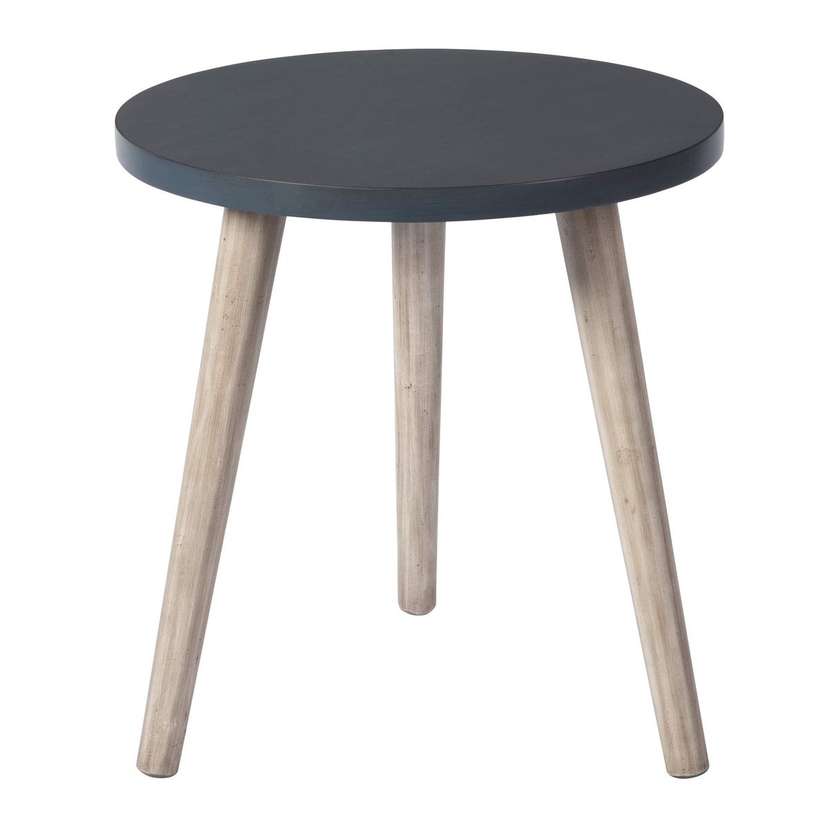 Fullersen Small Round Wood Accent Table, 18.5', Dark Blue