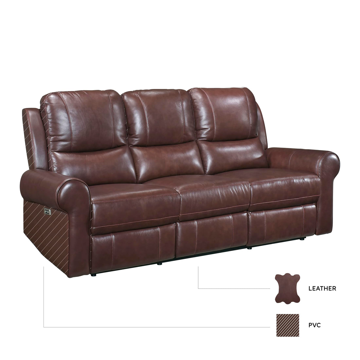 Wall-Hugger Power Double Reclining Sofa, Brown