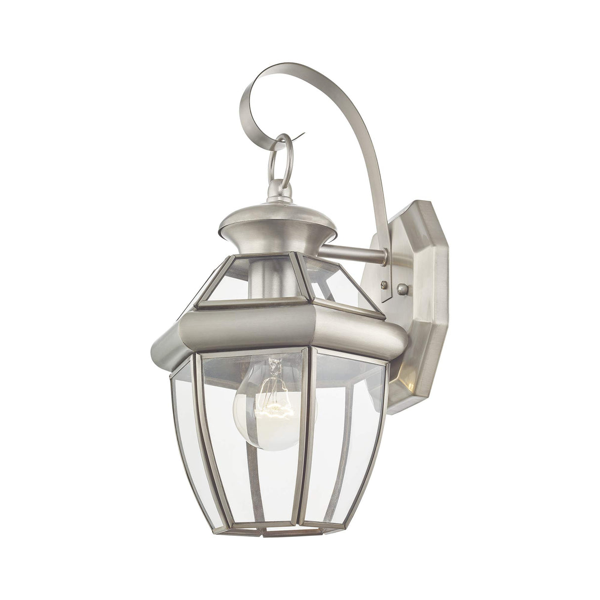 2051-91 Monterey 1 Light Outdoor Brushed Nickel Finish Solid Brass Wall Lantern