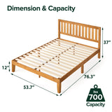 Alexia Wood Platform Bed Frame with headboard, Solid Wood Foundation with Wood Slat