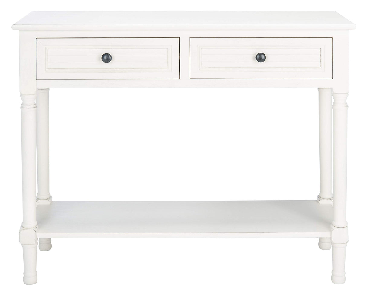 Home Collection Tate Distressed White 2-Drawer Bottom Shelf Console Table