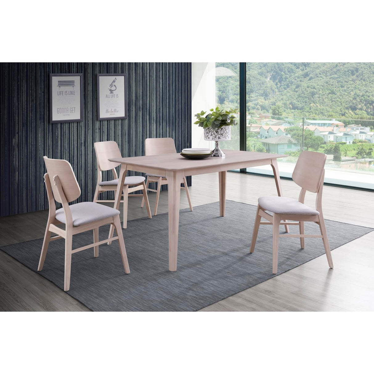 Oscar 60" Rectangle Wood Dining Table, White Ash