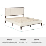 Jett Platform Bed with Headboard, Fabric Upholstered Inset Headboard and Base, Solid