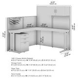 Office in an Hour L Shaped Cubicle Desk with Storage, Drawers