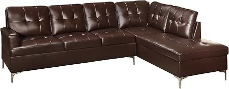 Barrington 109" x 108" PU Leather Chaise Sofa, Black